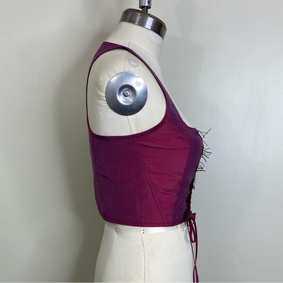 100% DUPIONI SILK LACE UP FRONT CORSET VEST! - Picture 6 of 10